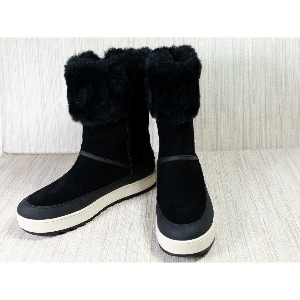 Koolaburra by UGG Advay Black Suede Faux Fur Platform Zip Boots 1105845